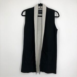 LYSSE Womens Black Sleeveless Cardigan Pockets Size Small